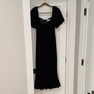 RHODE Black Velvet Long Sleeve Dress